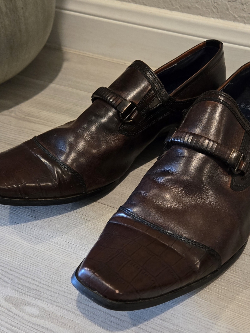 Aldo Men's Brown Leather Slip-On Dress Shoes